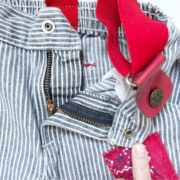 Vintage Retro OshKosh B'gosh Railroad Striped Overalls w/ Suspenders & Patches - Picture 8 of 15